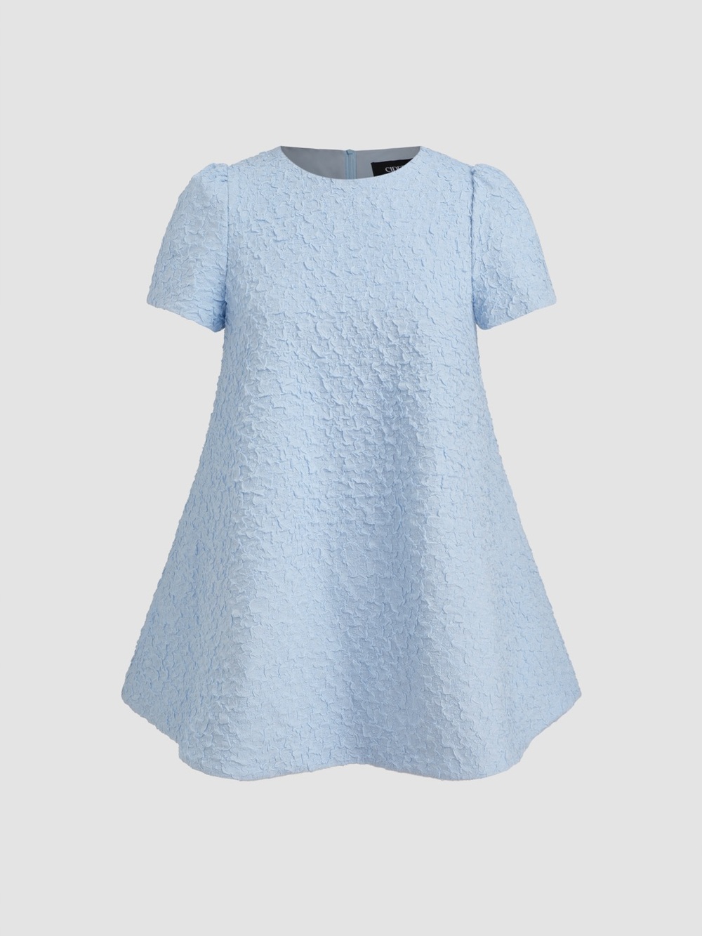 Cider Pale Blue Textured Short Sleeve Mini Dress